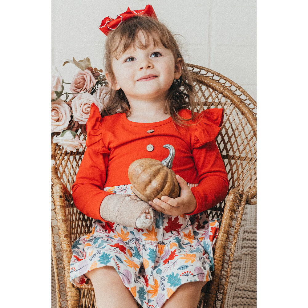 Red floral print ruffle dress